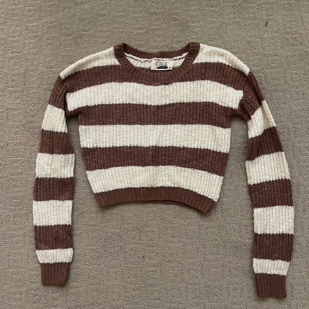 CAGE Striped Cropped Sweater